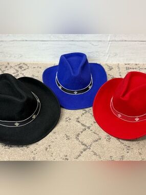 NWT  Felt Cowboy Hat Lot with Silver Accent Band by SONNI